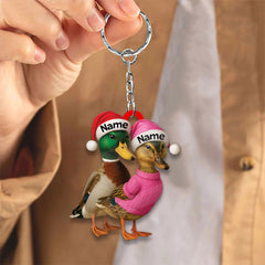 Maxcorners Custom Funny Duck Couple Christmas Ornament - Personalized Names, Custom Gift for Couples & Animal Lovers LM0411