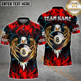 Maxcorners Billiard Ball 8 Pool Fire Eagle Multicolor Options Personalized Name, Team Name 3D Shirt