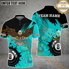 Maxcorners Billiard Vibrant Eagle Multicolor Options Personalized Name, Team Name 3D Shirt