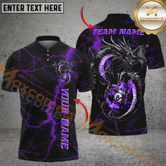 Maxcorners Billiard Dragon 8-Ball Lightning Multicolor Personalized Name, Team Name 3D Shirt