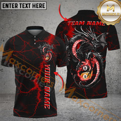 Maxcorners Billiard Dragon Yin And Yang 8 & 9-Ball Lightning Multicolor Personalized Name, Team Name 3D Shirt