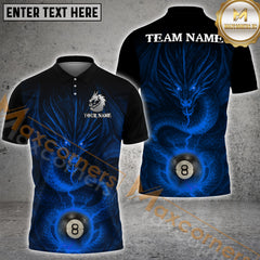 Maxcorners Billiard Crimson Dragon with 8-Ball Multicolor Personalized Name, Team Name 3D Shirt