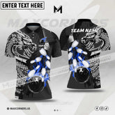 Maxcorners Bowling & Pins Dragon Flame Fire Multicolor Option Customized Name, Team Name 3D Polo Shirt (4 Colors)