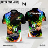 Maxcorners Billiards Ball 8 Rainbow Color Personalized Name, Team Name 3D Polo Shirt