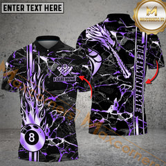 Maxcorners Billiard 8-Ball Flame Golden Multicolor Personalized Name, Team Name 3D Shirt