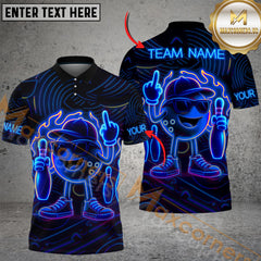 Maxcorners Bowling Neon Flame Multicolor Customized Name, Team Name 3D Shirts