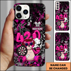 Maxcorners Darts 420 Teddy Bear Funny Smoking Style Personalized Name 3D Phone Case