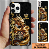 Maxcorners Darts Golden Dragon Asian Luxury Art Personalized Name 3D Phone Case