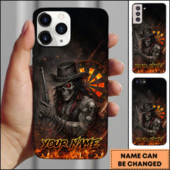 Maxcorners Darts Skeleton Cowboy Gunman Western Dark Personalized Name 3D Phone Case