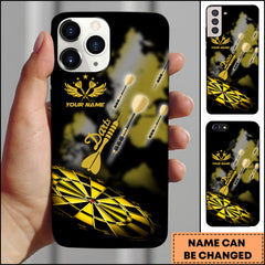 Maxcorners Darts Golden Wings Luxury Black Gold Personalized Name 3D Phone Case