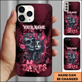Maxcorners Darts Gothic Skull Couple Dark Romance Personalized Name 3D Phone Case