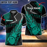 Maxcorners Bowling & Pins Flame Sport Jersey Multicolor Option Customized Name, Team Name 3D Polo Shirt