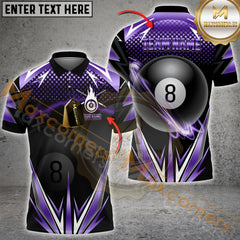 Maxcorners Billiard Golden Lightning Blast 8-Ball Pool Multicolor Options Personalized Name, Team Name 3D Shirt