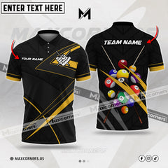 Maxcorners Billiard Ball Multicolor Options Personalized Name, Team Name 3D Polo Shirt