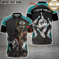 Maxcorners Bowling Skeleton Gunman Multicolor Customized Name, Team Name 3D Shirts