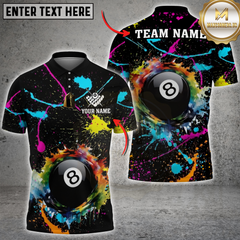 Maxcorners Billiard Ball 8 Paint Color Customized Name, Team Name 3D Shirt