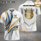 Maxcorners Billiard Crown 8-Ball Multicolor Personalized Name, Team Name 3D Shirt