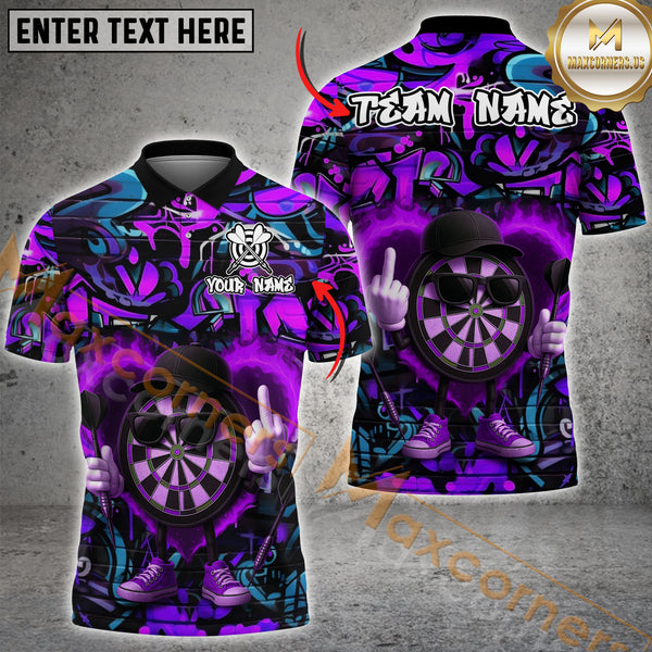 Maxcorners Darts Flaming Dartboard Attitude Graffiti Pattern Multicolor Customized Name, Team Name 3D Shirts