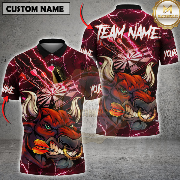 Maxcorners Lightning Bull Darts Multicolor Customized Name, Team Name 3D Shirts