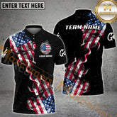 Maxcorners Golfs Grunge US Flag Customized Name, Team Name 3D Polo Shirt