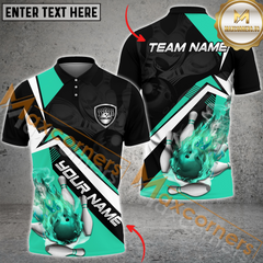 Maxcorners Look With Flaming Strike Bowling Jerseys Multicolor Option Customized Name, Team Name 3D Polo Shirt
