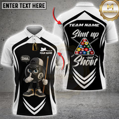Maxcorners Billiard 8-Ball Pool Shut Up and Shoot Multicolor Customized Name, Team Name 3D Shirt