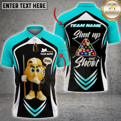 Maxcorners Billiard 9-Ball Pool Shut Up and Shoot Multicolor Customized Name, Team Name 3D Shirt