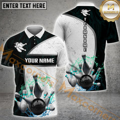 Maxcorners Ball And Pins Water Digital Bowling Jersey Multicolor Options Personalized Name, Team Name 3D Shirt