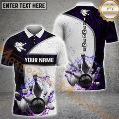 Maxcorners Ball And Pins Water Digital Bowling Jersey Multicolor Options Personalized Name, Team Name 3D Shirt