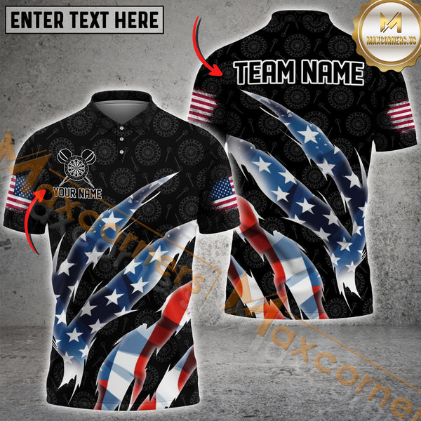Maxcorners Patriotic Darts Scratch Jersey Personalized Name, Team Name 3D Shirts