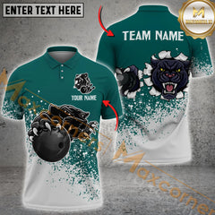 Maxcorners Black Panther Bowling Jersey Multicolor Option Customized Name, Team Name 3D Polo Shirt