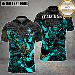Maxcorners Dragon Flame Bowling Jersey Multicolor Option Customized Name, Team Name 3D Polo Shirt