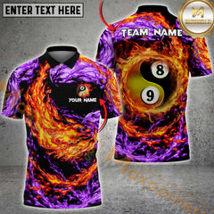Maxcorners Billiard Yin Yang Fire & Ice Multicolor Customized Name, Team Name 3D Shirt