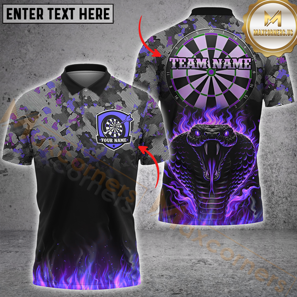 Maxcorners Darts Snake Fire Flame Multicolor Options Personalized Name, Team Name 3D Shirt
