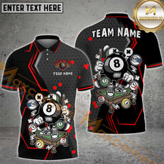 Maxcorners Billiard Funny Vibrant 8-Ball Pool Multicolor Options Personalized Name, Team Name 3D Shirt