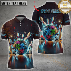 Maxcorners Bowling Puzzle Pattern Personalized Name, Team Name 3D Shirt