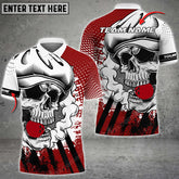 Maxcorners Skull Vintage Dot Pattern Bowling Jersey Multicolor Option Customized Name, Team Name 3D Polo Shirt