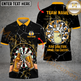 Maxcorners Beer Aim For Fun Darts Jersey Multicolor Option Customized Name, Team Name 3D Polo Shirt