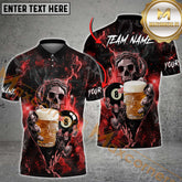 Maxcorners Billiard Skull And Beer Multicolor Customized Name, Team Name 3D Shirt