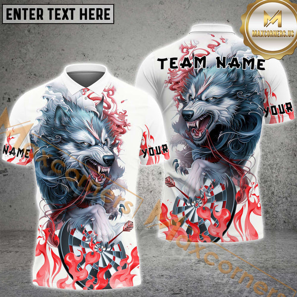Maxcorners Darts Angry Wolf Multicolor Personalized Name, Team Name 3D Shirt