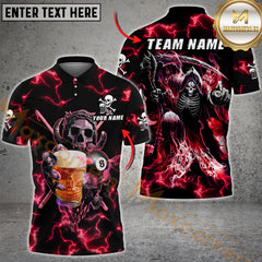 Maxcorners Billiard Skull And Beer Multicolor Customized Name, Team Name 3D Shirt