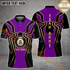 Maxcorners Billiard 8-Ball Pool Golden Master Multicolor Options Personalized Name, Team Name 3D Shirt