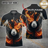 Maxcorners Billiard Flaming Wings 8-Ball Multicolor Customized Name, Team Name 3D Shirt