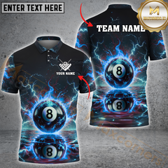 Maxcorners Billiard Ball 8 Pool Thunder Lightning Multicolor Options Personalized Name, Team Name 3D Shirt
