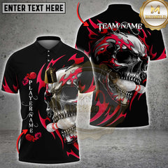 Maxcorners Flaming Skull Bowling Multicolor Customized Name, Team Name 3D Shirts