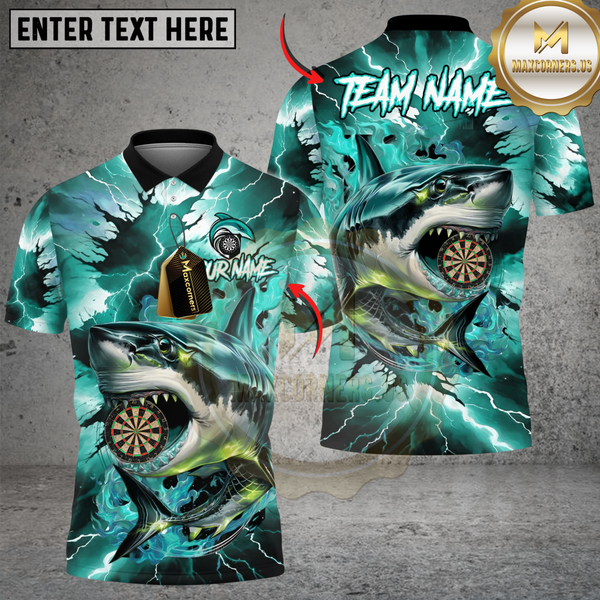 Maxcorners Aqua Storm Shark Darts Multicolor Customized Name, Team Name 3D Shirts