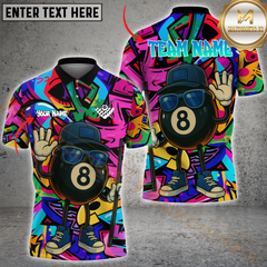 Maxcorners Billiard Graffiti 8-Ball Multicolor Personalized 3D Shirt, 8-Ball Swagger with Shades Shirt