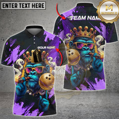Maxcorners Bowling King Gorilla Multicolor Customized Name, Team Name 3D Shirt