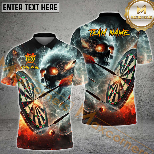 Maxcorners Darts Flaming Skull Multicolor Options Personalized Name, Team Name 3D Shirt