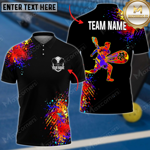 Maxcorners Pickleball Colorful Personalized Name, Team Name 3D Unisex Shirt